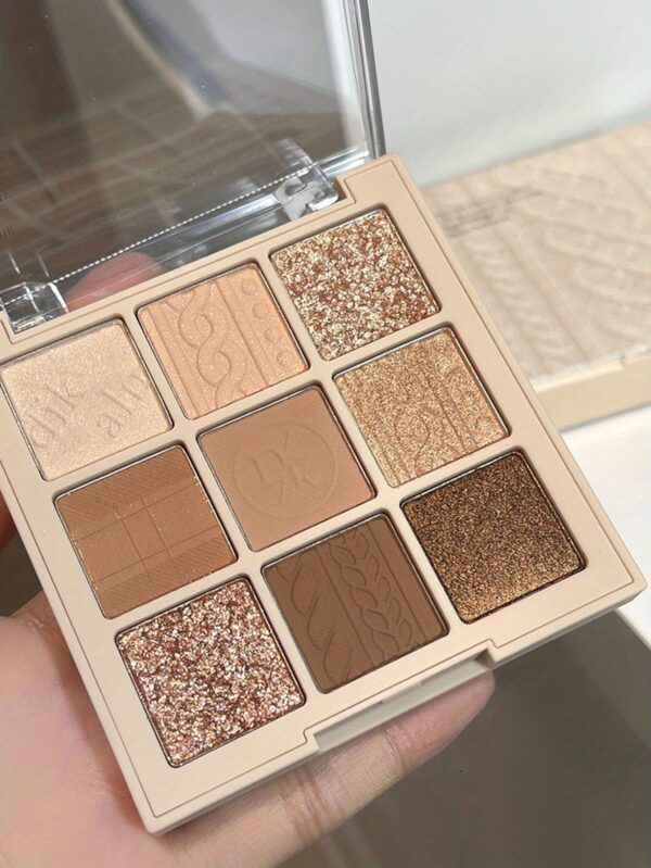 9 Color Eyeshadow Palette, Matte And Shimmer Glitter Brown Eyeshadows Powder, Long Lasting Blendable Eyeshadow Cosmetics - Image 7
