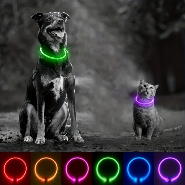 [USB Rechargeable LED Dog Collar] Pet Dog LED Light Collar Whole Luminous At Night Anti-loss USB Rechargeable Dog Collar - Image 8