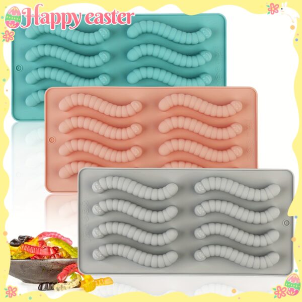 Vibrant Silicone Worm Mold - Non-Stick, Easy Release, BPA-Free, Perfect for Halloween Decorations, Cake Making, Gelatin, Gummies, Chocolate Crafting, and Creative Food Presentation - Image 24