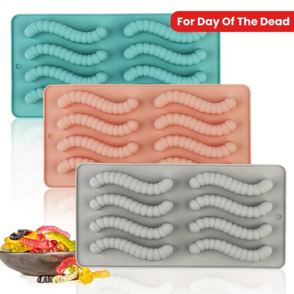 Vibrant Silicone Worm Mold - Non-Stick, Easy Release, BPA-Free, Perfect for Halloween Decorations, Cake Making, Gelatin, Gummies, Chocolate Crafting, and Creative Food Presentation - Image 16