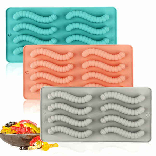 Vibrant Silicone Worm Mold - Non-Stick, Easy Release, BPA-Free, Perfect for Halloween Decorations, Cake Making, Gelatin, Gummies, Chocolate Crafting, and Creative Food Presentation - Image 15