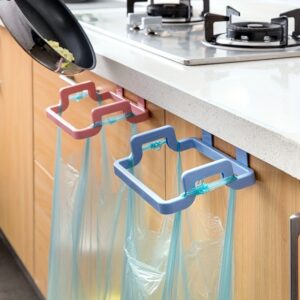 Reusable Plastic 1pc Over-the-Cabinet Garbage Container - Bag Holder Rack For Kitchen, Pantry, Garage & Bathroom