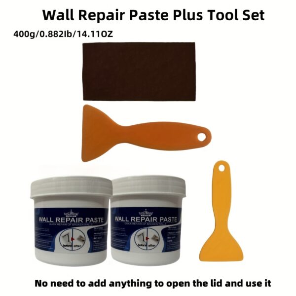 [Long-Lasting Hole Repair Putty] HOLE REPAIR PUTTY - Prevents cracks, durable and long-lasting - Easily repairs holes, cracks, dents and other plasterboard damage - Mild ingredients - Suitable for use on walls - Wall Putty - White, Odorless, Plasterboard - Image 6