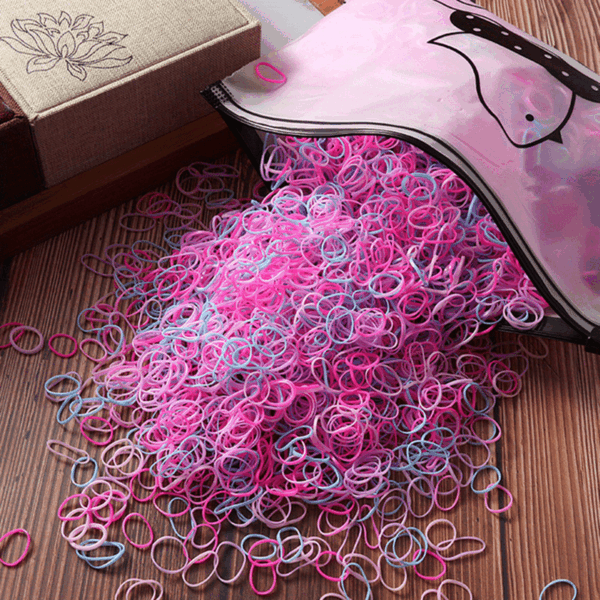 1000/2000pcs Mini Nylon Colorful Disposable Hair Ties Headband With Storage Bag, Elastic Hair Accessories Set For Girls - Image 3