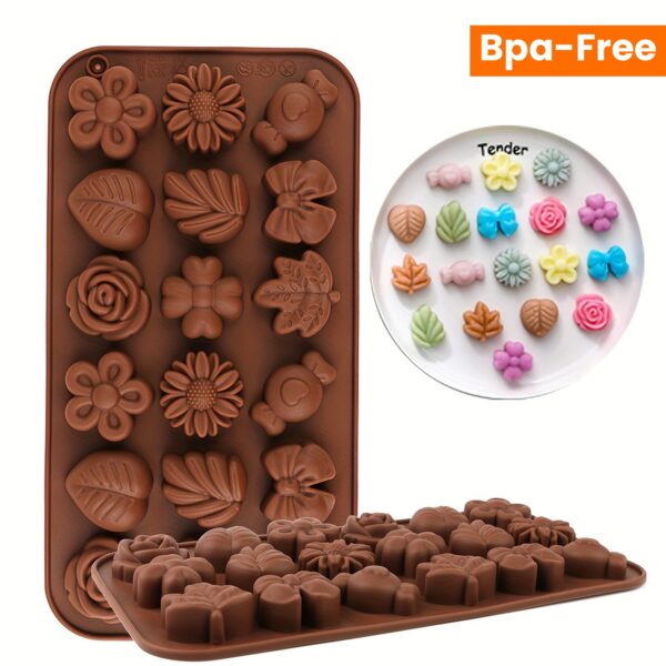 BPA-Free 18-Cavity Silicone Mold - Flower Shaped Chocolate Mold for DIY Candy & Baking - Perfect for Weddings, Holidays & Parties - Image 7