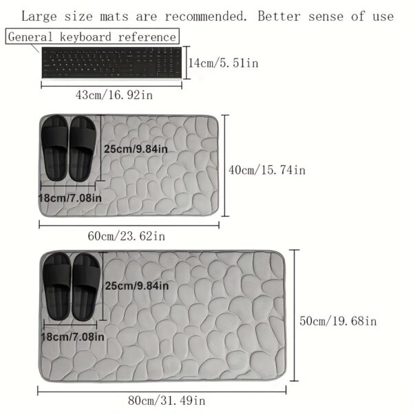1pc Soft and Comfortable Memory Foam Bath Rug with Cobblestone Embossment - Rapid Water Absorbent and Washable - Non-Slip - Perfect for Shower Room and Bathroom Accessories, Bathroom decorations, kitchen Area Rugs, bedrooom, Bathroom Accessories - Image 4