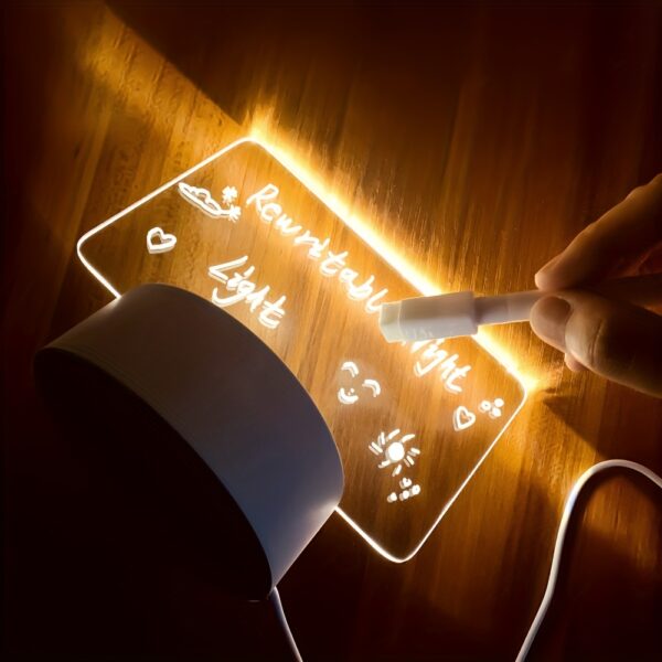 Modern LED Message Board Night Light - USB-Powered, Warm Glow, Rewritable, Acrylic Desk Lamp for Bedroom or Home Office - Image 9
