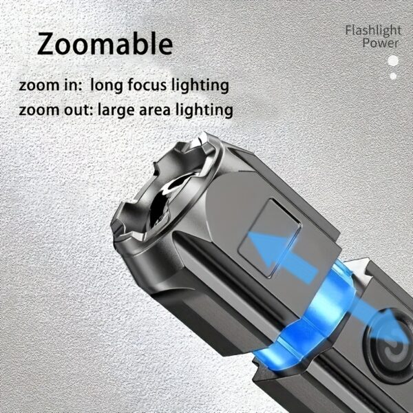 1pc Powerful Zoomable Flashlight, Outdoor Multi-functional Portable Home Small Flashlight, Telescopic Zoom Light - Image 7