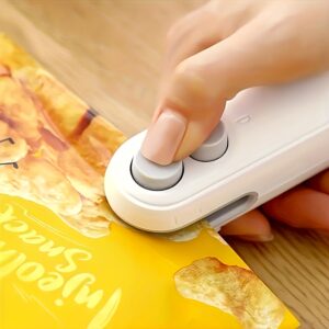 Portable Snack Sealer, Manual Plastic Bag Sealer, USB Rechargeable, 150mAh Lithium Battery, Compact Kitchen Catering Food Service Equipment