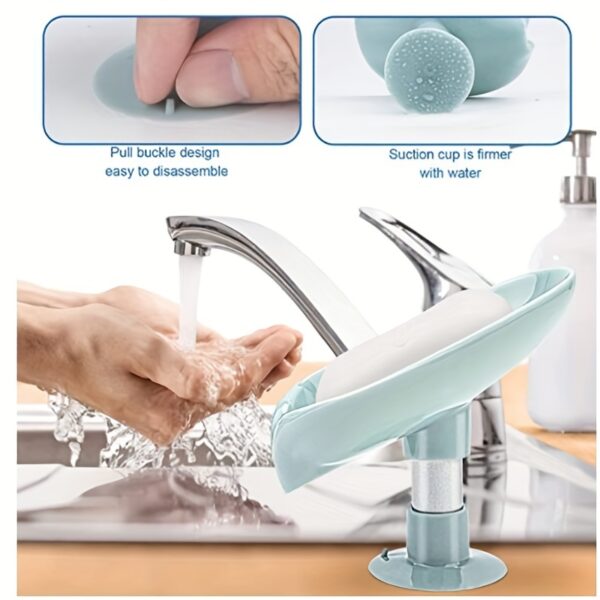 Elegant Leaf-Shaped Soap Holder: Drain-Design, Strong Suction, Easy Install, Enhances Bathroom Decor & Keeps Soap Dry - Image 18
