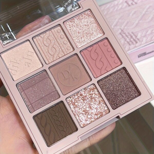 9-color Eyeshadow Palette Low Saturated Matte Pearly Glitter Velvet Texture Brown Color Taro Milk Tea Nude Pink Purple Eyeshadow Waterproof And Long-lasting Makeup - Image 12