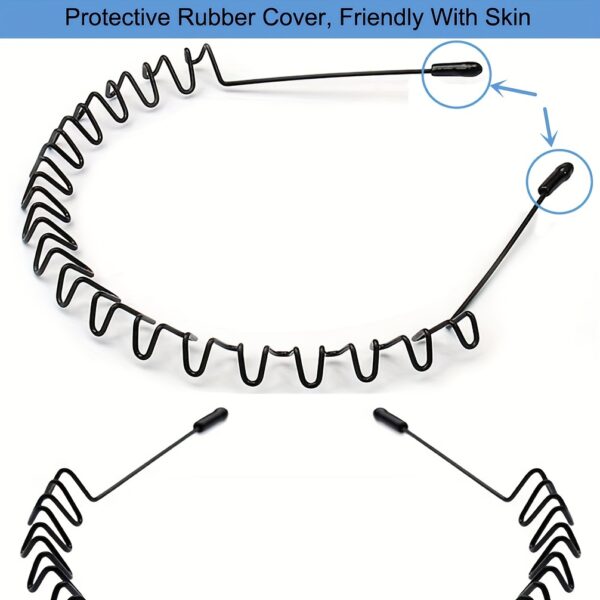 Non-Slip Elastic Black Wavy Metal Headband - Hair Band for Outdoor Sports & Fashion Accessory, Men's Spring Hair Clip - Image 14