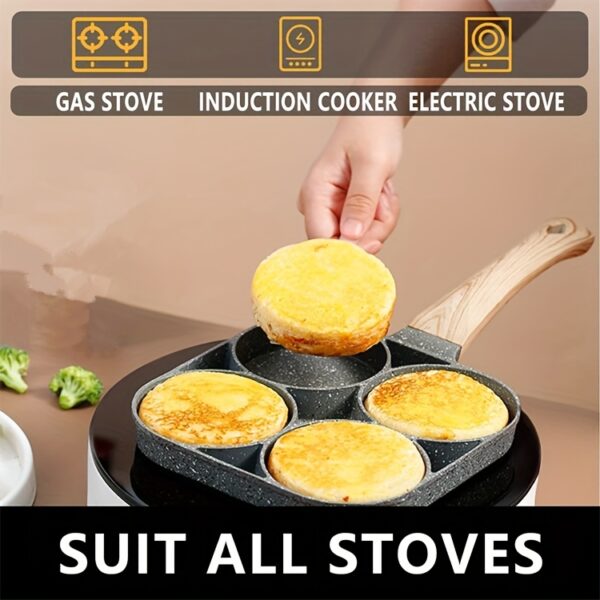 4-Hole Non-Stick Frying Pan with Maifan Stone Coating - Aluminum Handle, Perfect for Eggs, Pancakes, and More - Hand Wash Only, Induction Compatible, Kitchen Cookware | Modern Kitchenware | Durable Cookwar - Image 13