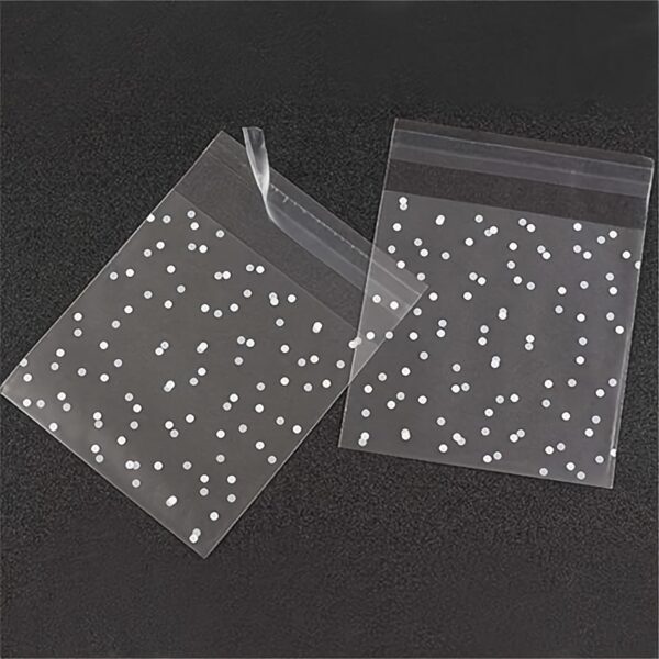 [100 Pcs White Dots Bags] 100 Pcs Frosted Self Adhesive White Dots Bags | Clear Plastic Treat Bags For Cake, Chocolate, Candy, Snack Wrapping, Goodie Bags, Goody Bags, Gift Pouches For Party Supplies - Image 9