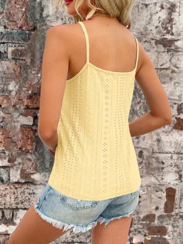 Eyelet Contrast Lace Cami Top, Casual V-neck Spaghetti Strap Top For Summer, Women's Clothing For Coquette/Cute/Y2K Style - Image 41
