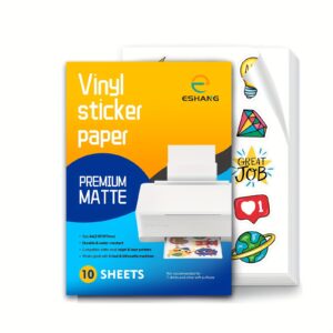 10 Sheets A4 Matte Vinyl Sticker Paper for Inkjet Printers - 21.08cm x 29.72cm Self-Adhesive Sheets, Quick Dry & Vibrant Colors, Premium Matte Finish, Compatible with Epson T200/T300/T500 Models, Craft Projects | Vibrant Color Printing | Selfadhesive Viny