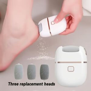 1pc Rechargeable Electric Foot File with Three Replaceable Grinding Heads for Smooth Feet Exfoliation, USB Charging, Portable and Easy-to-Use, Cares for Cracked and Dry Light Beige