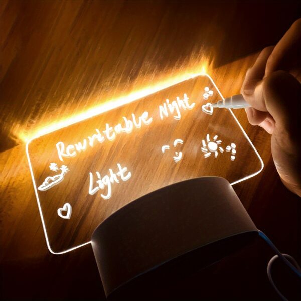 Modern LED Message Board Night Light - USB-Powered, Warm Glow, Rewritable, Acrylic Desk Lamp for Bedroom or Home Office - Image 14