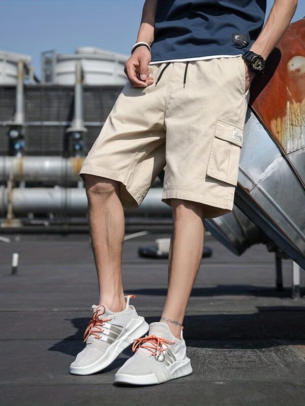 Mens Stylish Multi-Pocket Cargo Shorts - Comfortable Drawstring Waist for Summer - Versatile Bermuda Length - Image 7