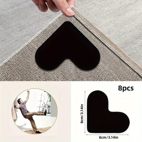 4/8pcs High-Quality Anti-Slip & Anti-Drilling Carpet Stickers for Living Room, Dining Room, Bathroom, Ceramic Tiles & Wooden Floors - Prevent Carpet Movement & Rolling - Novelty Plastic PE Material - Image 10