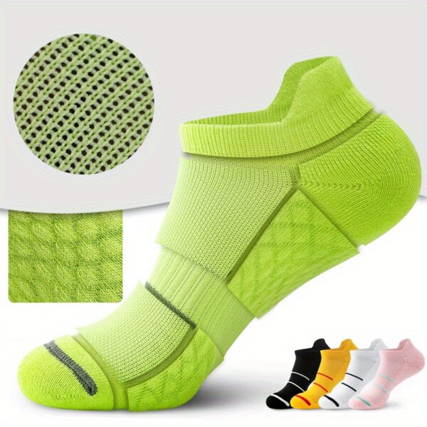 5pairs Men's Professional Sports Socks, Summer Thin Mesh Breathable Sweat-absorbing Anti-odor Ear Lifting Heel Guard Short Socks - Image 24