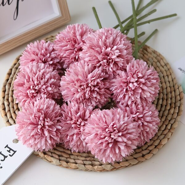 5pcs Glorious Chrysanthemum Ball Flowers Bouquet - Perfect for Home, Office, Coffee House, Parties, and Weddings - Artificial Flowers for Important People - Image 15