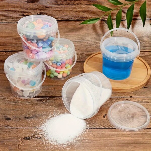 20pcs 10oz Clear Plastic Storage Containers with Lids & Handles - Durable 300ml Ribbed Design Organizers for DIY Crafts, Slime, Paints, Art Supplies & Small Parts - Stackable, Space-Saving Craft Storage Boxes, Art Supply Organizer, Transparent Container, Practical Container Design - Image 7
