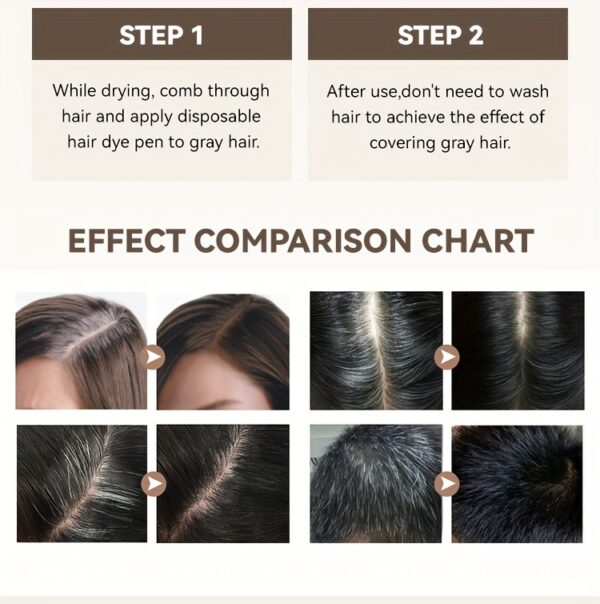 Disposable Hair Dye Pen, Temporary Hair Color Stick, Long-lasting Coverage Of White Grey Hair, Hair Color Touch-Up Stick - Image 15