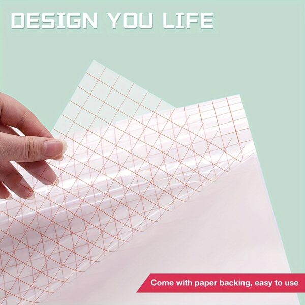 Clear Vinyl Transfer Paper Tape Roll-30.48 x 304.8cm w/Alignment Grid Application Tape for Silhouette Cameo, Adhesive Vinyl for Decals,Signs, Windows, Stickers - Image 6