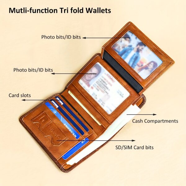 1pc CIEPHIA Vintage Genuine Leather RFID Blocking Wallet for Men - Slim, Multi-Functional ID & Credit Card Holder, Deep Brown with Embossed Logo, Ideal Gift for Valentine's Day - Image 27