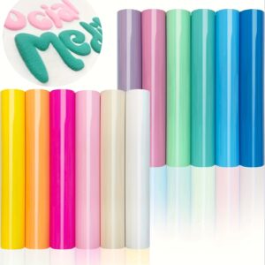 12pcs 30.48x25.4 cm Puff Vinyl Heat Transfer Sheets - 3D Texture, Easy to Cut & Weed-Out Design, Vibrant Macaron Colors for T-Shirts, Hats, Sweatshirts, DIY Crafts, HTV Iron-On Transfers, Craft Heat Transfer, Bohemian Style, Durable Vinyl