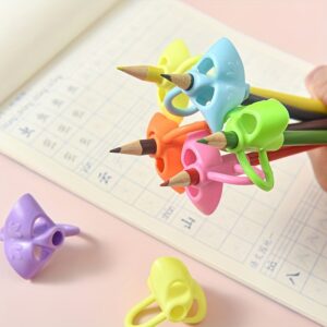 5pcs Student Grip Pen Corrector Set  Elementary School Students Writing Corrector Soft Rubber Writing Posture Grip Pen Kids Handwriting Aid Correction Tool For Preschool Halloween Christmas Gifts