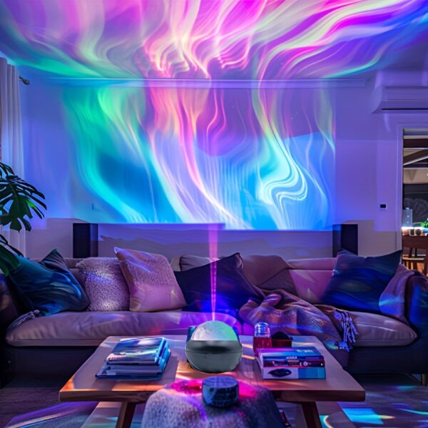 1pc USB-Powered LED Rainbow Light Projector - 360° Rotating Colorful Ambiance Lamp, Resin Material, Non-Rechargeable Button Battery, Ideal for Bedroom & Living Room Decoration, Unique Gift Idea - Image 10