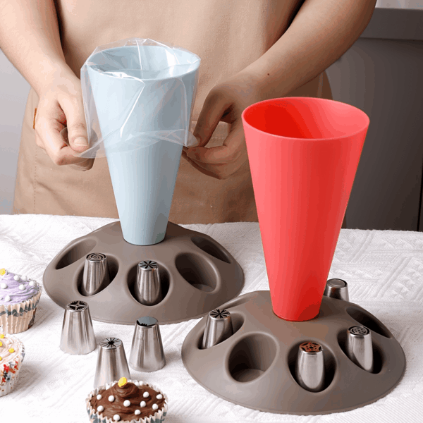 1pc Food-Safe Polypropylene Piping Bag Stand with Multiple Cupcake Decorating Nozzles - Ergonomic Design for Easy Filling, Durable Baking Tool for Holidays, Birthdays, Weddings & Special Occasions, Festive Pastry Accessory | Functional Kitchenware | Easyc - Image 11