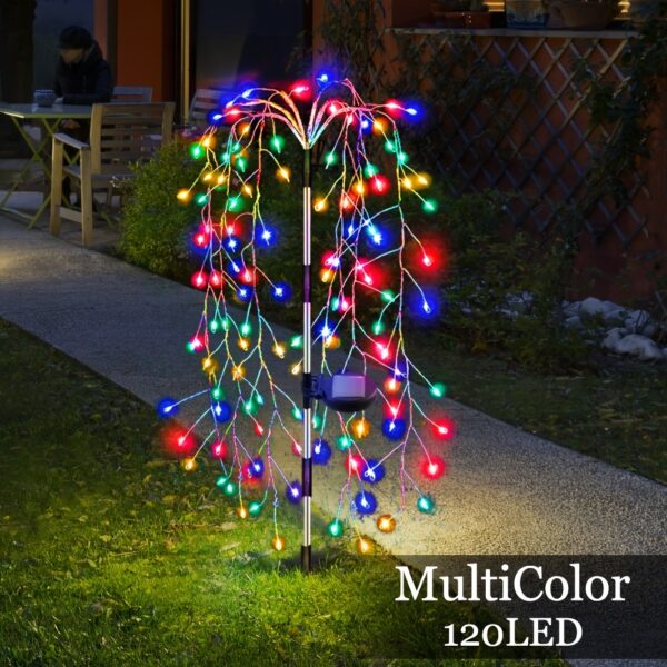 1 Solar Firecracker Willow Fireworks Light - 120/200 LED, 8 Vibrant Modes, Durable IP44, Solar Charging, Ideal for Yard, Garden, Pathway, Parties, Camping, Picnics, Christmas, Ramadan, Easter, Valentine'S Day Decor, Outdoor Lighting | Colorful Fireworks D - Image 7