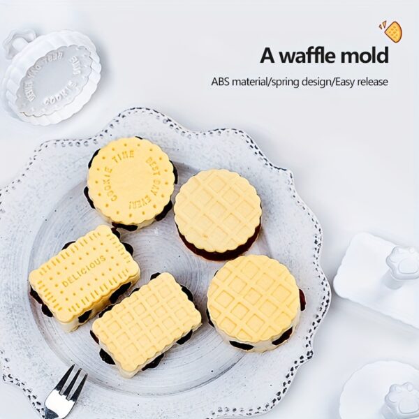 3D Waffle Cookie Cutter Set - Exquisite Design, Clear Texture, Embossed Biscuit Stamps for Fondant & Sugar Craft, Plastic Baking Tools with Detailed Patterns, Perfect for Gummy & Dough Decorations, Baking Essentials | Playful Design | Detailed Patterns, C - Image 6
