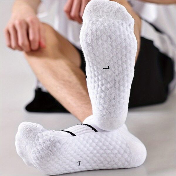 5pairs Men's Professional Sports Socks, Summer Thin Mesh Breathable Sweat-absorbing Anti-odor Ear Lifting Heel Guard Short Socks - Image 25