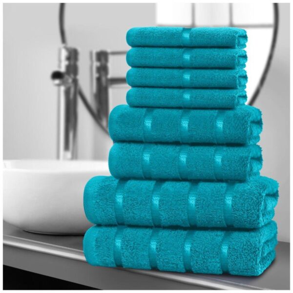 8pcs Egyptian Cotton Towel Set | Quick-Drying & Highly Absorbent | Includes 4 Face, 2 Hand, 2 Bath Towels | Sophisticated Boston Design | 15 Elegant Colours | Machine Washable - Image 13