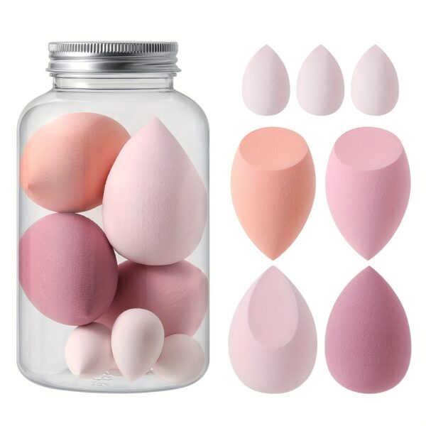 7Pcs Makeup Sponge Beauty Blender Set With 1 Storage Box Soft Wet And Dry Use Blender Sponge For Liquid Cream And Powder