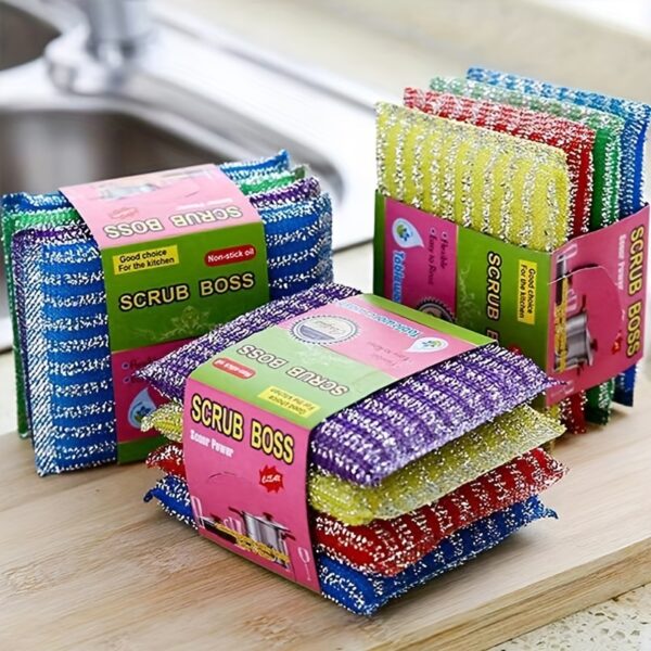 [4pcs Double-sided Cleaning Sponge] 4pcs, Kitchen Dishwashing Sponge, Does Not Hurt Pot Brush Pot Artifact, Household Double-sided Cleaning Sponge Wipe, Scouring Pad, Kitchen Scrub Sponge, Cleaning Supplies, Cleaning Tool, Back To School Supplies