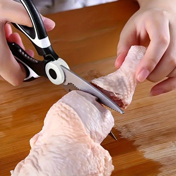 Heavy-Duty Stainless Steel Kitchen Scissors - Multifunctional Food Shears for Duck, Fish, Meat, Chicken Bones, Pizza & Salad - Perfect for BBQs and Home Use - Image 2