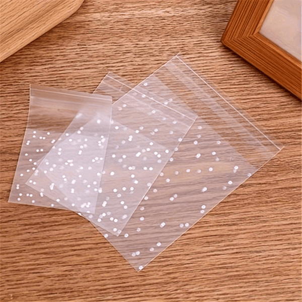 [100 Pcs White Dots Bags] 100 Pcs Frosted Self Adhesive White Dots Bags | Clear Plastic Treat Bags For Cake, Chocolate, Candy, Snack Wrapping, Goodie Bags, Goody Bags, Gift Pouches For Party Supplies - Image 16