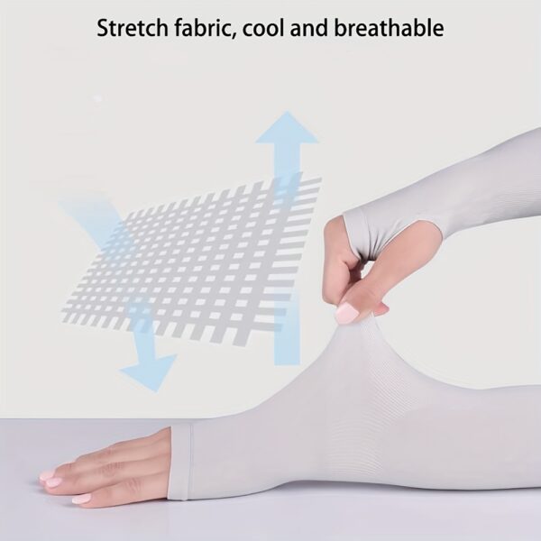 2pcs (1 Pair) Women's Ice Silk Arm Sleeve Sports Sleeve Sun Protection Hand Cover Cooling Gloves For Running Fishing Bike - Image 14