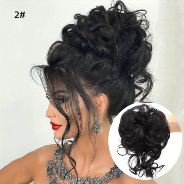 Add Volume and Style with Synthetic Messy Curly Hair Bun Chignon Scrunchy Hair Band! Hair Accessories Halloween Christmas - Image 3