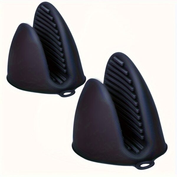2pcs Black Silicone Oven Mitts - Heat Resistant, Textured Grip Pot Holders with Hanging Loop for Kitchen - Ideal for Cooking & Baking, Oven Mitts And Pot Holders
