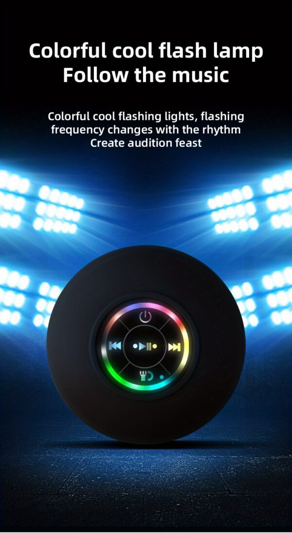 Popular Choice] Portable Wireless Speaker with Suction Cup - USB Rechargeable, 2-Hour Playtime, Parties, Bathroom, Travel & Outdoor,RGB Lighting Bathroom Suction Cup Wireless Speaker, HD Sound Quality - Image 10