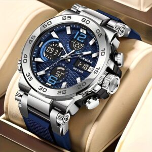 Men'S Dual Display Digital Military Quartz Watch Featuring an Alarm Clock, Chronograph, And Multifunctional Luminous Capabilities, Ideal for Students And Outdoor Activities Like Hiking Or Schooling.