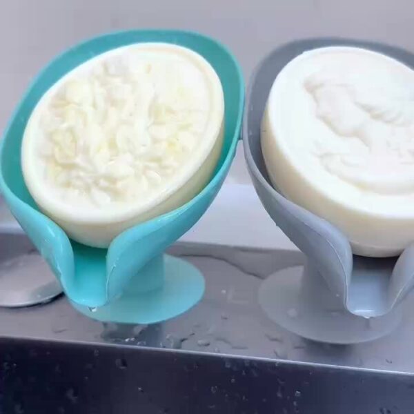 Elegant Leaf-Shaped Soap Holder: Drain-Design, Strong Suction, Easy Install, Enhances Bathroom Decor & Keeps Soap Dry - Image 12