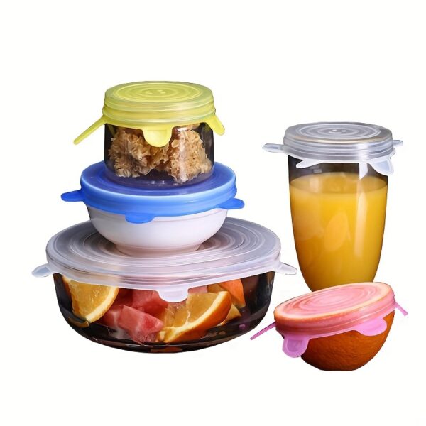 6-Pack Silicone Elastic Lids, Reusable Durable Food Storage Bowl Covers, BPA-Free, Dishwasher & Freezer Safe, Kitchen Accessories - Image 9
