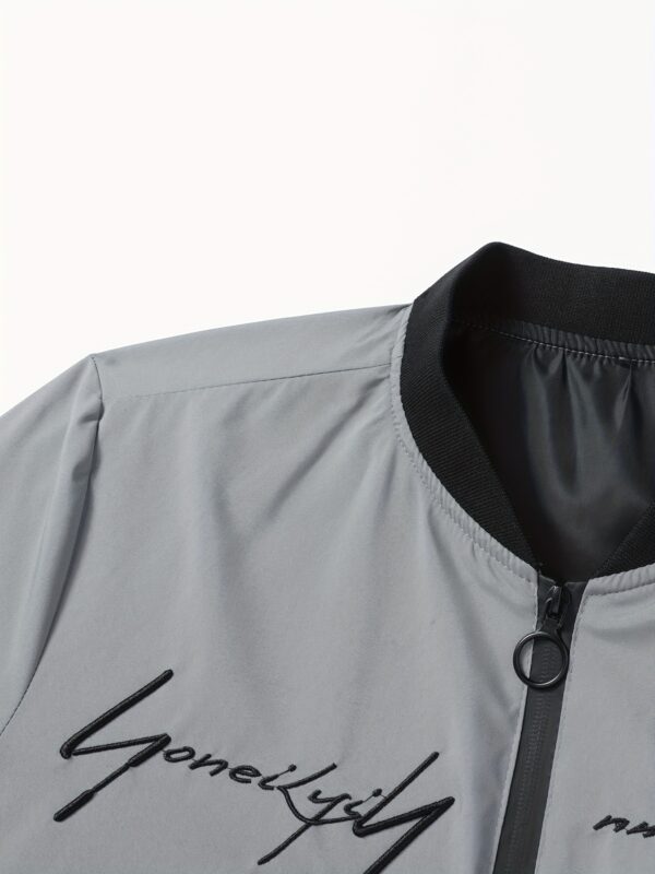 Men'S Letter Embroidered Casual Bomber Jacket - Image 47